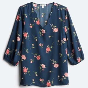 NINE BRITTON Frenkel Scallop Detail Blouse Size 1X